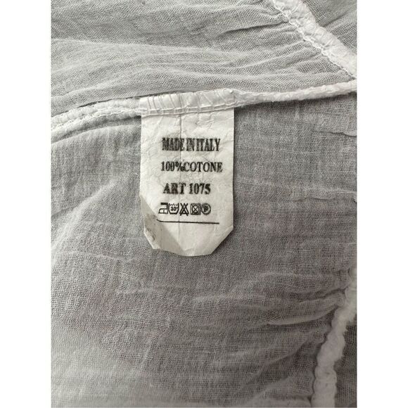 Meo Meli Italy White Cotton Long Tunic Top Sleeveless Unsized Slits - Picture 7 of 8